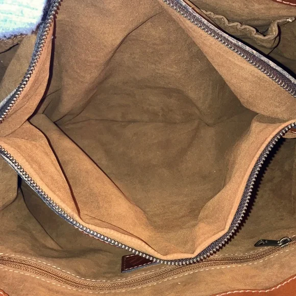 Patricia Nash Embossed Leather Large Tote Brown Tooled Floral Suede Shoulder Bag - Picture 8 of 17